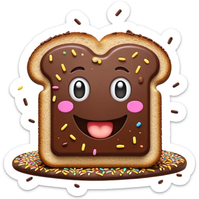 hagelslag-cinematic-realistic-hagelslag-treat-emoji,-depicted-as-crunchy-chocolate-sprinkles-scattered-on-a-slice-of-buttered-bread,-rendered-with-vivid-textures-and-playful,-inviting-lighting. sticker