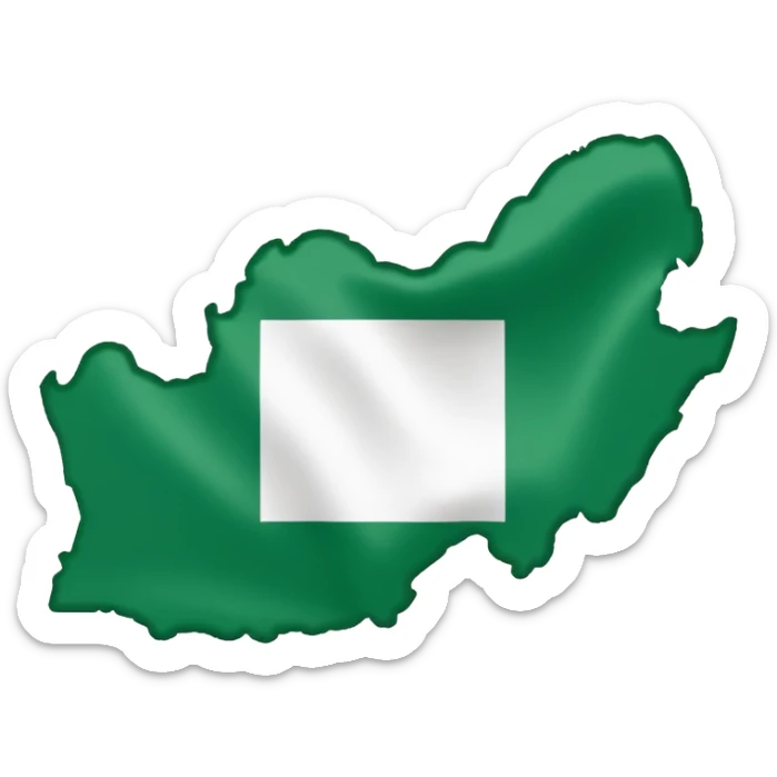 "Nigeria outline filled with the Nigerian flag colors, green-white-green, simple and bold, vector-style, clean and vibrant." sticker