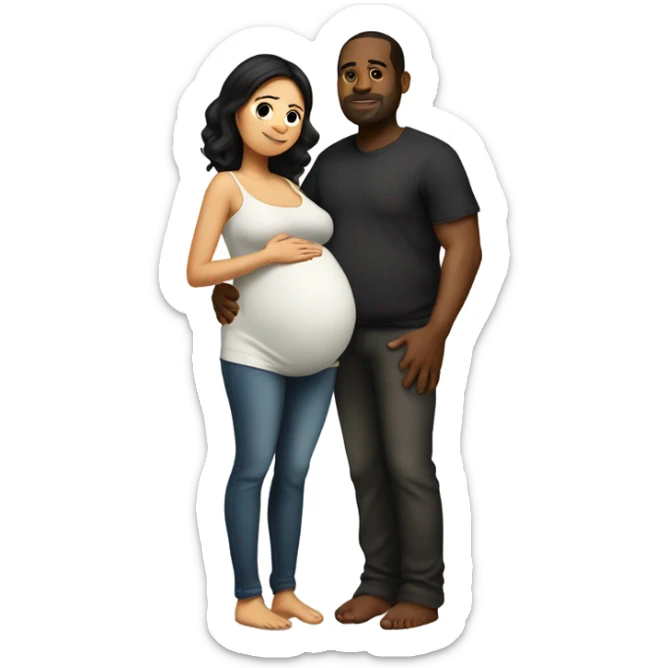 latin pregnant wife with black husband her belly full body sticker