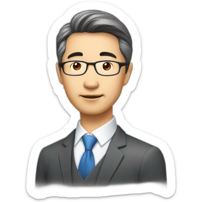 Middle-aged Asian male investment manager，background with Stock market trend chart,Half-length portrait sticker