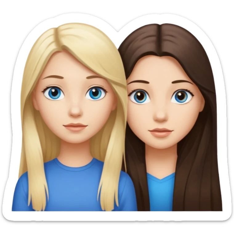 blonde girl with blue eyes brunette girl with brown eyes  sticker