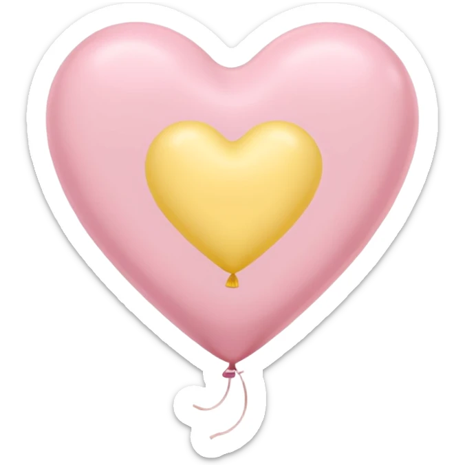 The heart is a balloon in soft pink, beige and yellow pastel light sticker