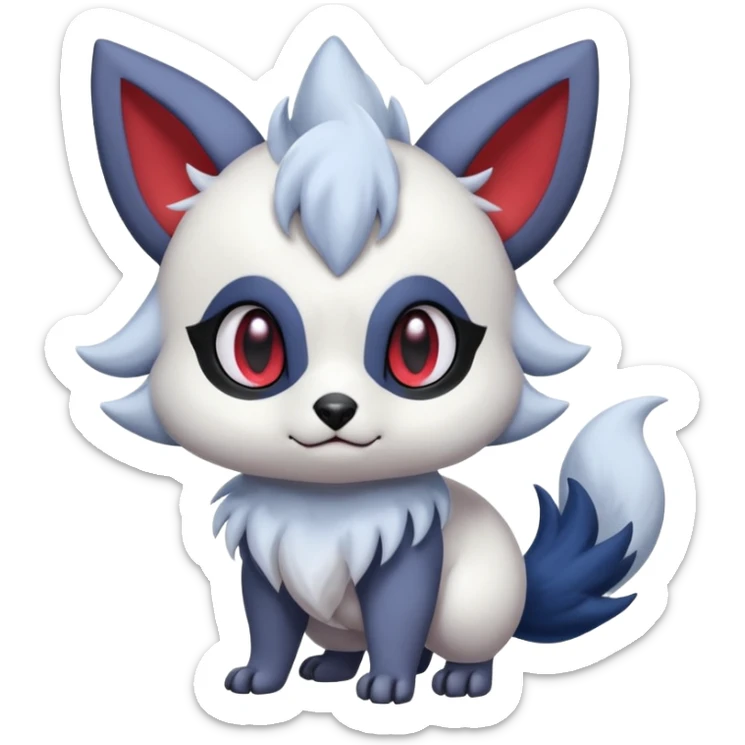 Cute furry flurry fuzzy adorable Absol-Zorua-Furret-Zangoose-Chinchilla-fusion-animal-Fakémon-hybrid-creature  sticker
