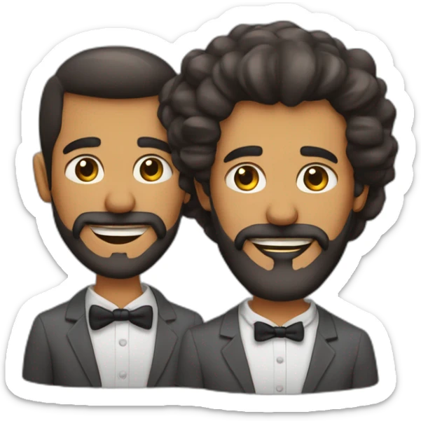 Dos gemelos iguales con barba y calvos celebrando un cumpleaños  sticker