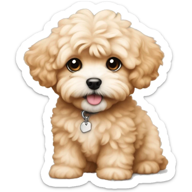 Fluffy apricot maltipoo puppy with waivy hair sticker