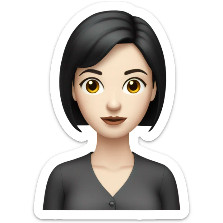 pale skin young woman with black bob in blouse sticker