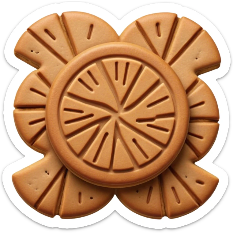 Cinematic Realistic Speculaas Biscuit Emoji, featuring spiced, crisp cookies rendered with lifelike detail and warm, aromatic lighting. sticker