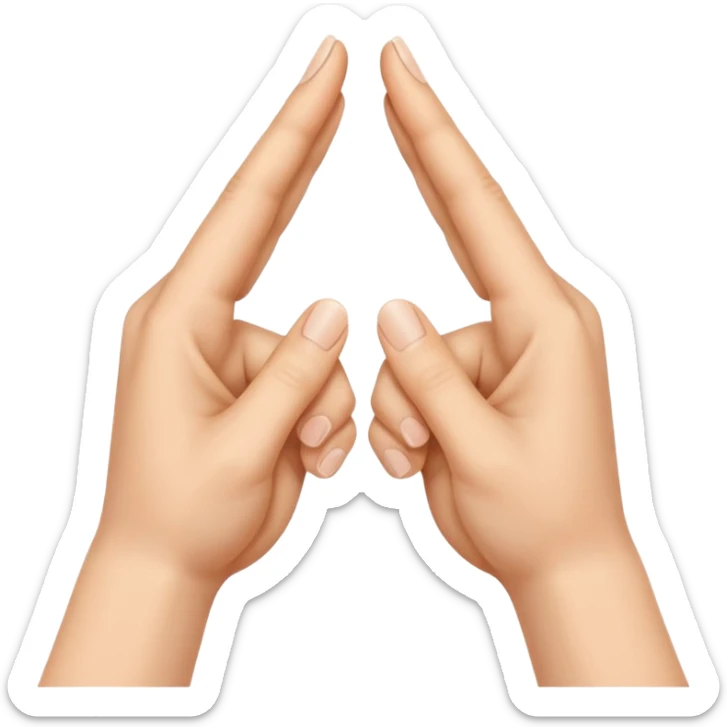 Similar to the heart hands emoji, this emoji should show a triangle created by the fingers of the hands where the two thumbs form the first side of the triangle and the remaining four fingers of each hand create one side each sticker