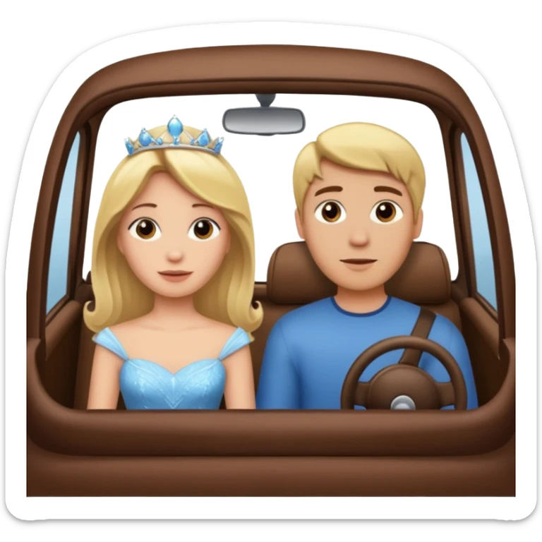 Blonde Passenger princess in car with boyfriend with brown hair sticker