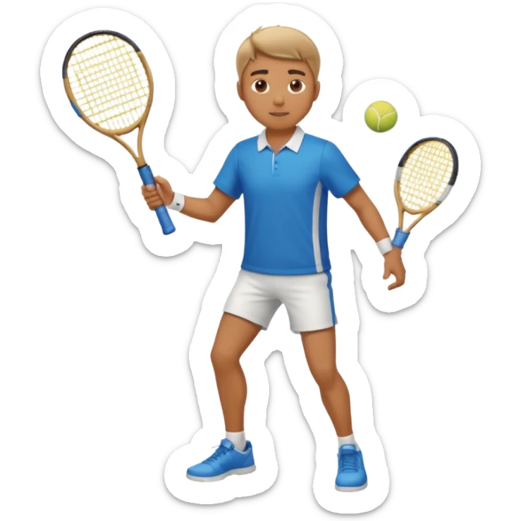 full body of a man playing tenis with sport shirt sticker