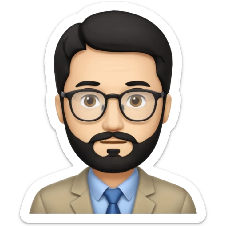 Professor in the la casa de papel TV show, with black hair and beard sticker