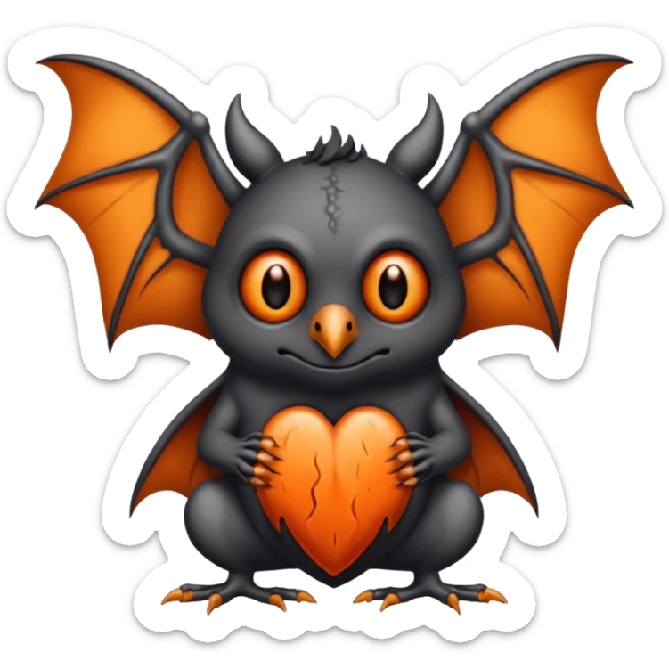 Monstre a corp craquelé fait de lave avec des ailes de chauve-souris et un tête de pierre carbonisé avec une mâchoire carré  sticker