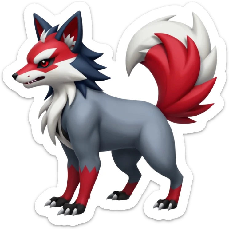 Zoroark-Zorua-Zangoose-Obstagoon-Absol-hybrid-fusion, full body sticker