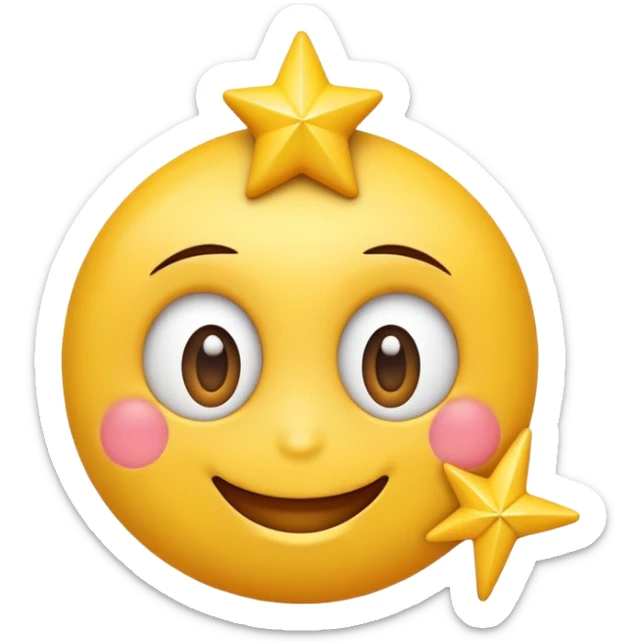 emoticon con estrella de anteojos 3d mirando hacia la derecha sonriente con la sonrisa feliz y dientes juntos sticker