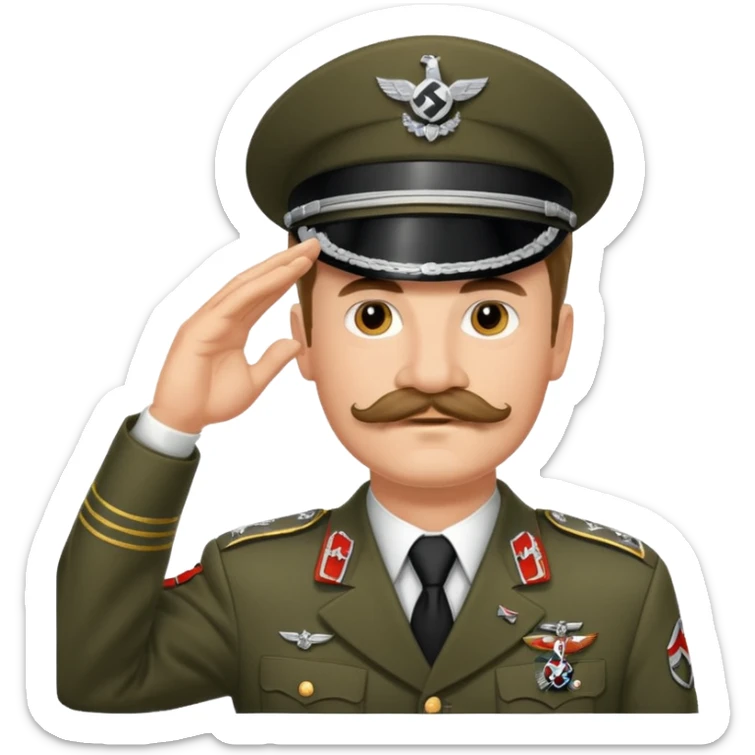 The man with the German mustache is saluting his superior officer, the Nazi commander. sticker