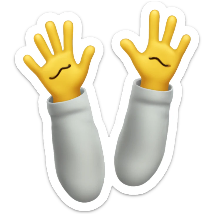 Combine waving hand and feet emoji called waving feet, feet with extra finger growing from heel, with ye in the middle of feet sticker