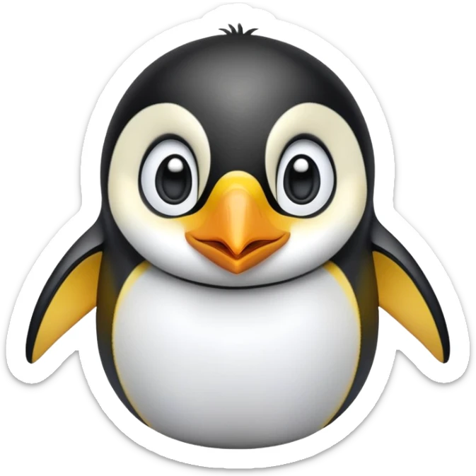 cinematic-cute-emperor-penguin-portrait-emoji,-head-tilted-playfully-and-inquisitively,-with-glossy,-pristine-plumage-accented-by-a-bright-beak-and-round,-sparkling-eyes-filled-with-curiosity,-simplified-yet-irresistibly-adorable-features zoomed into the face sticker
