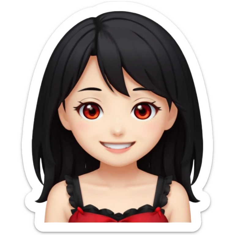 "Cute stylized emoji of Kurumi Tokisaki from Date A Live, smiling happily.  sticker