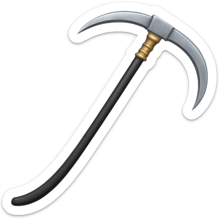 The scythe of the God of Death is long, straight, and pure black, symbolizing death. sticker