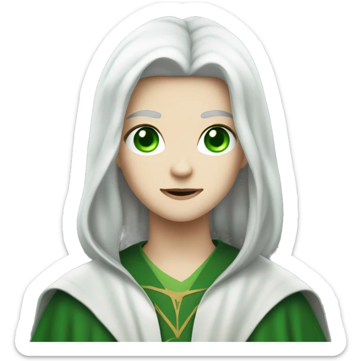 teenage white-skinned wizard with black hair green eyes in green disgue sticker