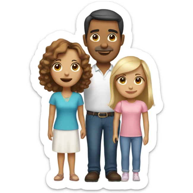 Puerto rican beard short brown hair  husband with blond long hair wife and brown long hair daughter Family  sticker