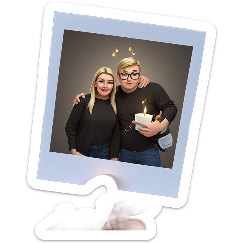 boys with glasses and candles sticker