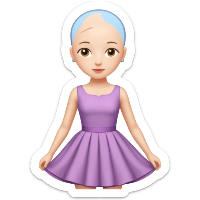 create pretty girl with bald head with pretty dress shot is waist close sticker