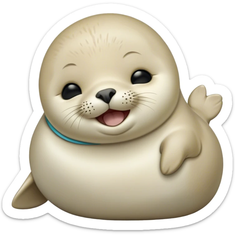 Cinematic Cute Yawning Baby Seal Portrait Emoji, Head tilted slightly with a dramatic, wide-open yawn, showcasing a chubby, tender body with half-closed, drowsy eyes and a relaxed, slightly open mouth, Simplified yet irresistibly adorable features, highly detailed, glowing with a soft, cozy arctic glow, high shine, relaxed yet expressive, stylized with a dash of playful polar charm, soft glowing outline, capturing the essence of a drowsy yet affectionate baby seal that appears ready to stretch and yawn its way out of the screen! sticker