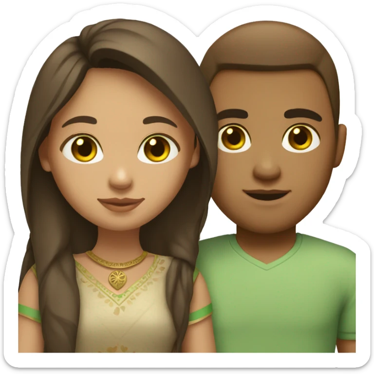 Light skin indian girl with white boyfriend with brown hair and green eyes sticker