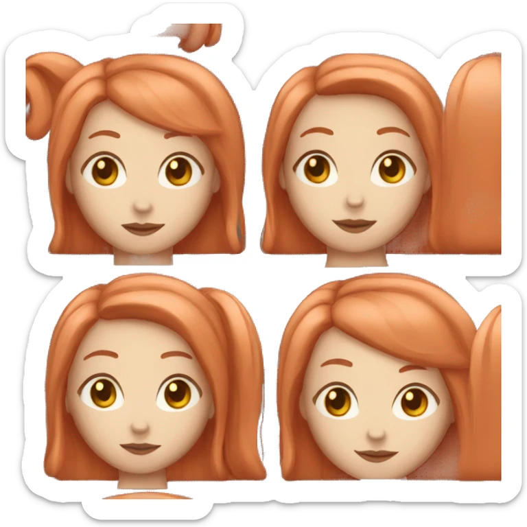 woman with long straight and piller box red hair and white skin sticker