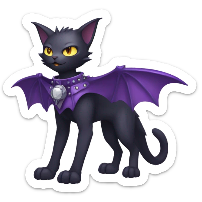 cool edgy black punk Purple nargacuga-bat-cat-Fakemon collar full body sticker