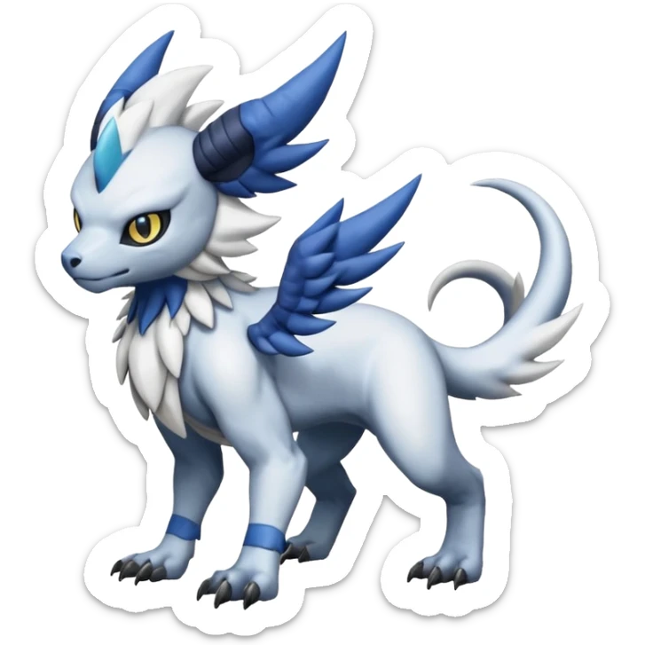Garurumon-Trico-Amaura-Absol-fusion-creature (full body sticker