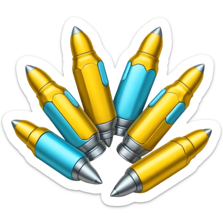 five bullets. four of them of one yellow and gray and the fith one of another color as hioghlighted sticker