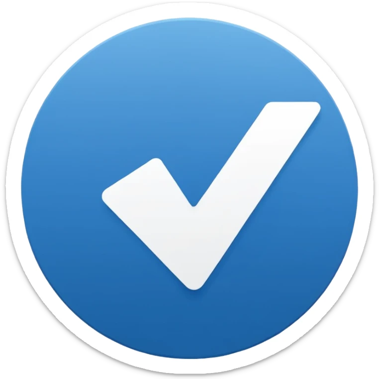 "Símbolo no formato de círculo, fundo sólido na cor azul oficial do Instagram (#0095F6), com um check branco nítido e alinhado no centro. Estilo minimalista, sem sombras, exatamente como o selo de verificação do Instagram." sticker