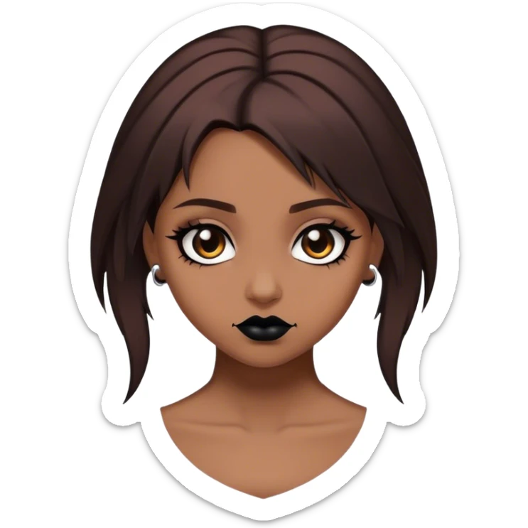 Brown girl brown hair goth sticker