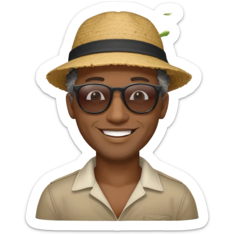 Black man salt n pepper hair smiling with blonde in love on beach make his hair black sticker