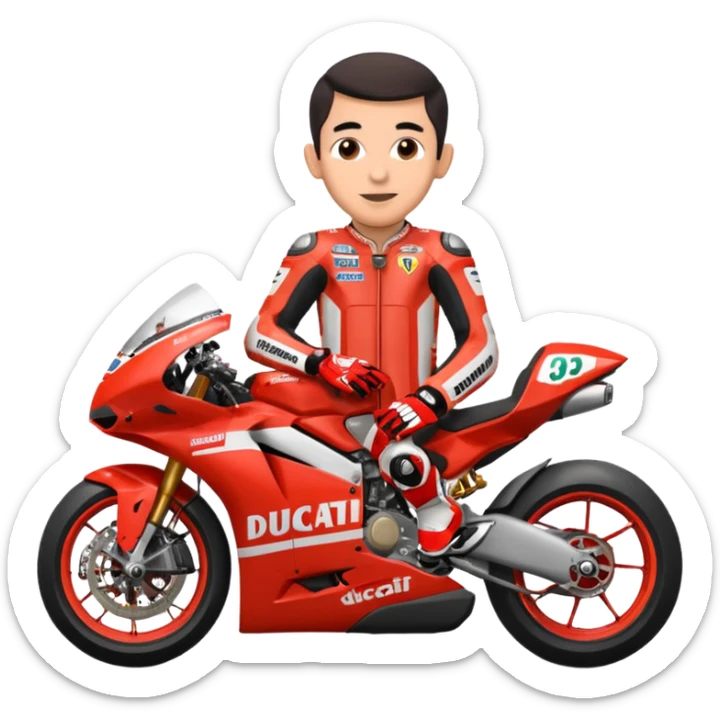 Un emoji de moto gp dé Ducati Marc Márquez pero con la moto del 2025 y el número del piloto es el 93 sticker
