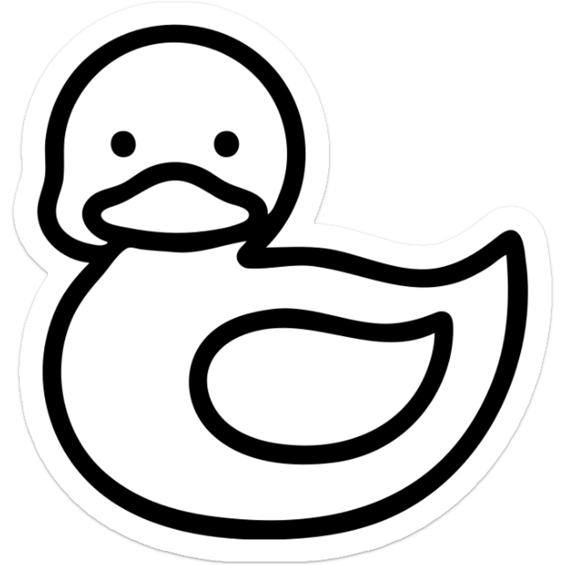 orange duck, outlined, with a cute face sticker