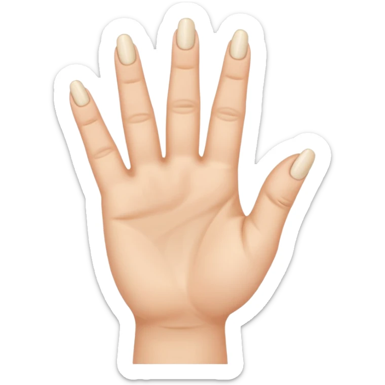 Keyboard background of cartoon woman's hand flicking me off, but has 3 middle fingers and the front of the fingers are facing me and the nail of the finger is located at the top and the knuckle joints. Other 3 fingers and thumb are folded down into fist sticker