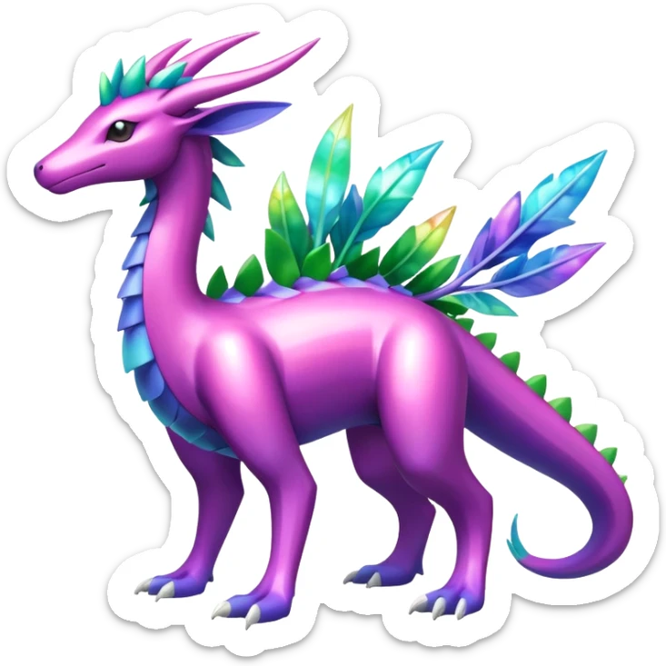 Shiny Colorful Iridescent Meganium-Amaura-Suicune-fakemon (full body) sticker