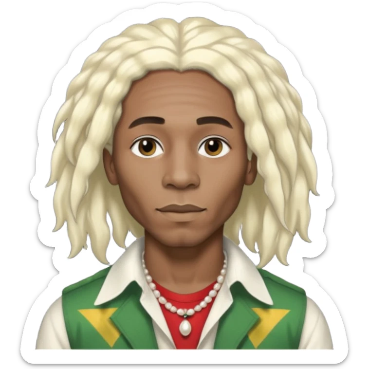 Black Male bob marley inspired hair platinum blonde with pearls makeup only head sticker