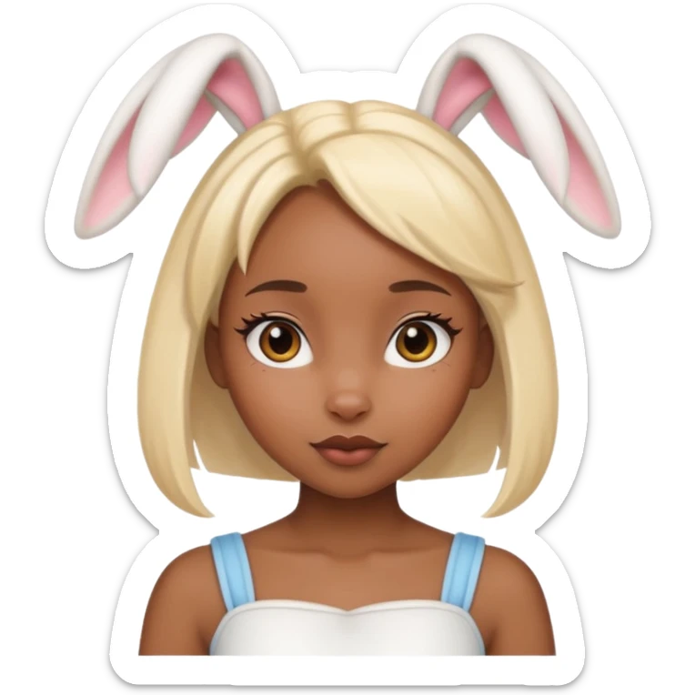 Beautiful Black girl with blonde hair and white bunny ears  sticker