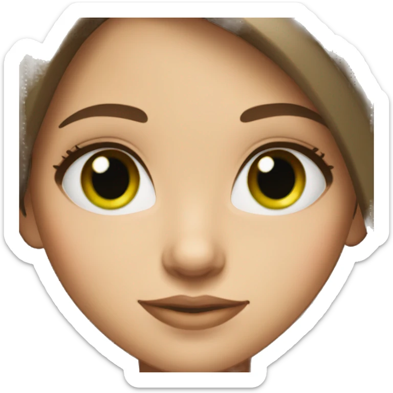 Girl with green eyes pretty eyelashes and medium length brown hair  sticker