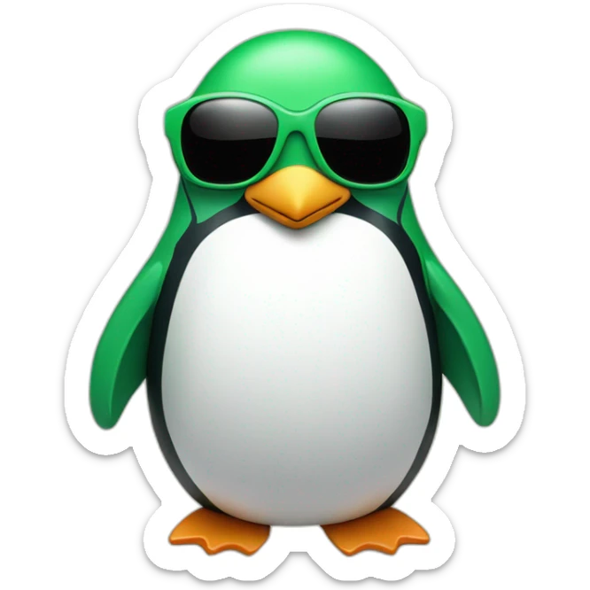 Penguin whit a wrench in the hands, sun glasses and green hair sticker