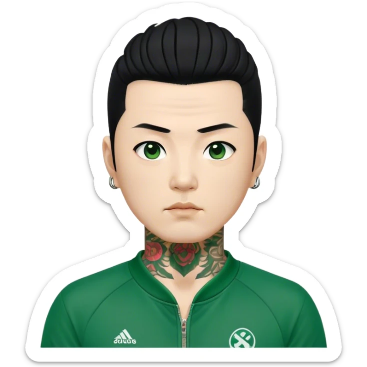 Jang Deok-su , Age: Late 40s
Appearance: A fierce man with tattoos, A large black hair, have a tattoo on his neck.
Outfit: Green player tracksuit sticker