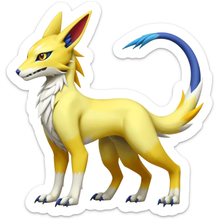 Latias-Vernid-Sergal-Lombax-Koraidon-Renamon-Zeraora-Bastet-Fakémon-Digimon-hybrid-fusion-creature, full body sticker