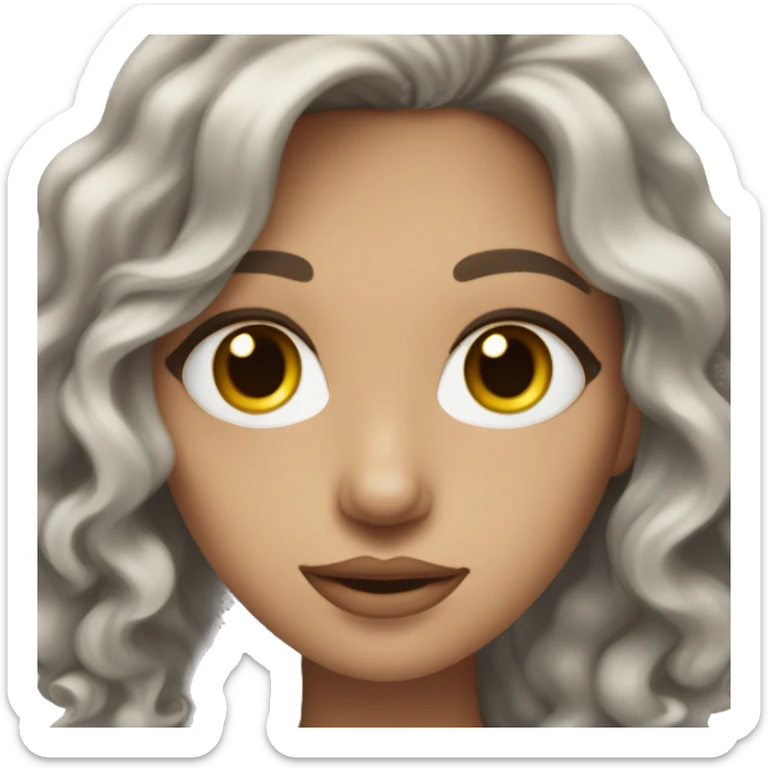 Face of a Women with dark blonde and wavy hair, blue and grey eyes, paler skin and freckles  sticker