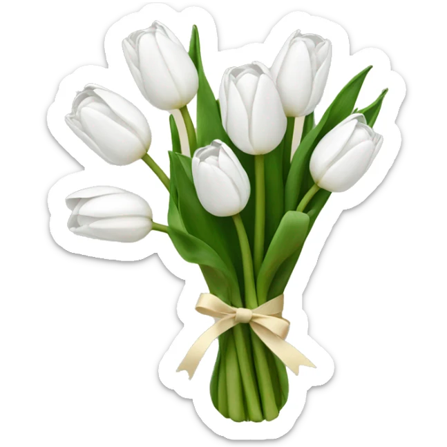 white tulip bouquet  sticker