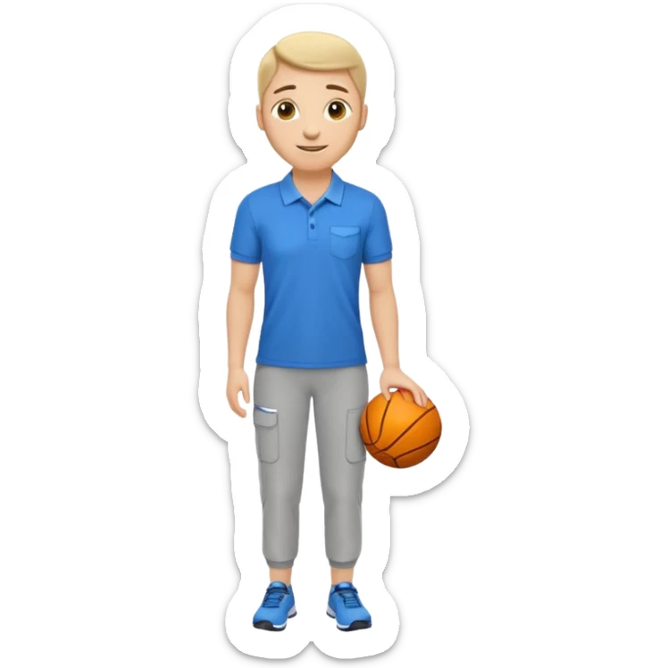 full body physiotherapist, polo and sports pants, relaxed posture, emoji style sticker