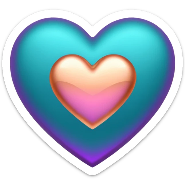 I need a teal, orange , purple, and rose gold Heart emoji  sticker
